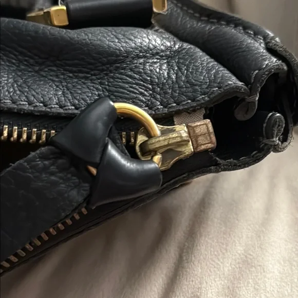 Chloe Black and Gold Shoulder Bag with Horseshoe Clasps - Picture 12 of 16